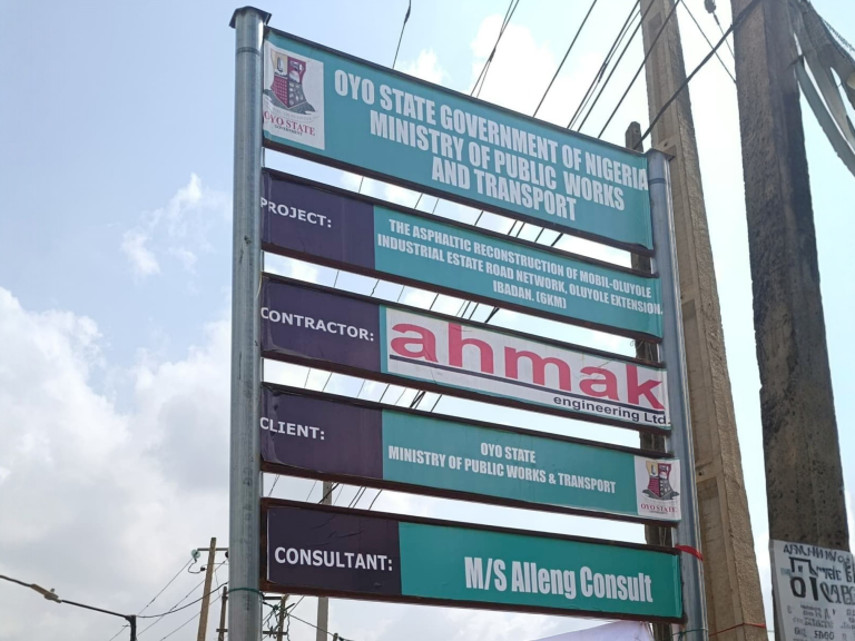 Reconstruction of Mobil-Oluyole Industrial Estate Road Network, Oluyole Extension, Ibadan (6 km) taken on 5 May 2026